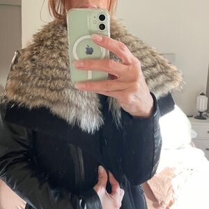 Like new RUDSAK coat with leather and fur